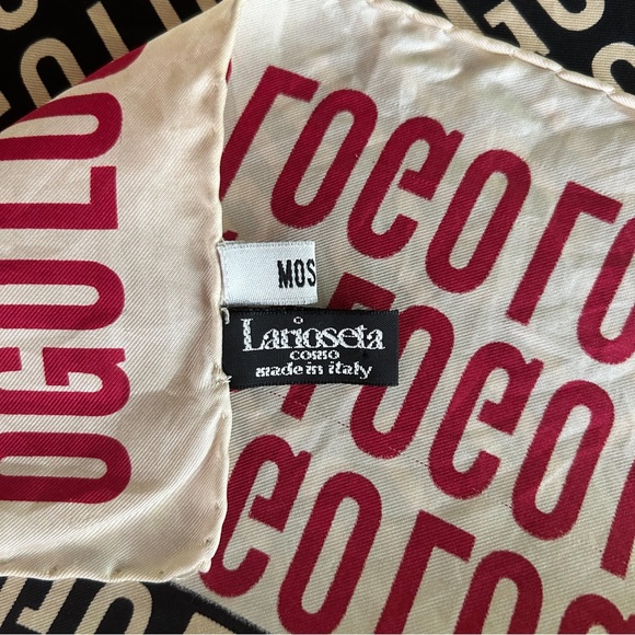 ✨VINTAGE✨ MOSCHINO rare “Logo” 100% silk scarf, 35” square hand finished. - Picture 3 of 5